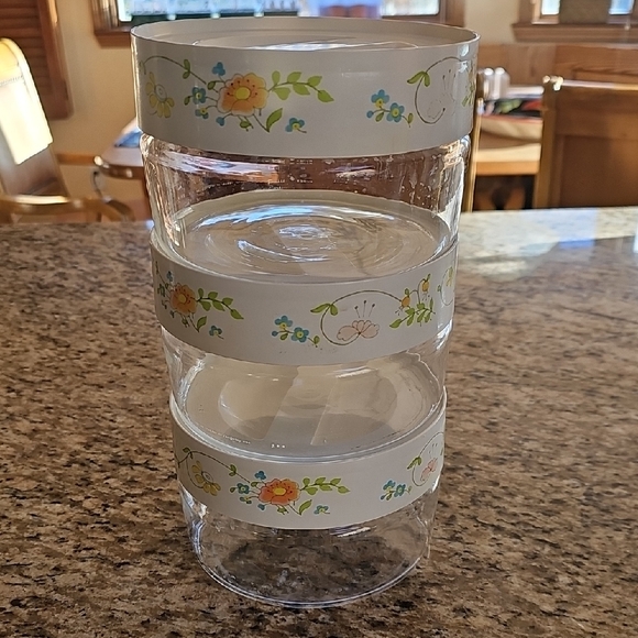 4 Vintage Pyrex See & Store Wildflower Glass Canisters Storage oven safe - Picture 3 of 15